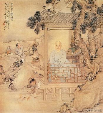 清代钱慧安的《烹茶洗砚图》