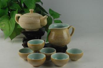灰釉跳刀茶具