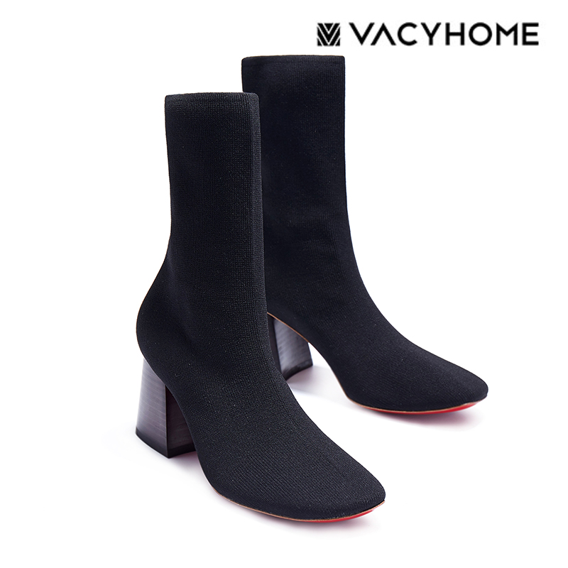 vacyhome 18ss 针织真皮袜子鞋