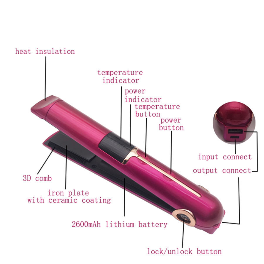 wireless rechargeable hair flat iron