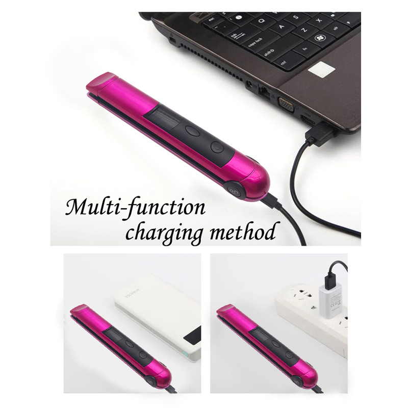 USB cordless rechargeable hair straightener
