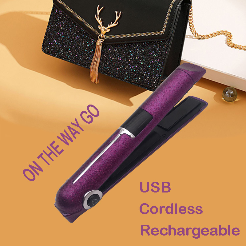 USB rechargeable shinning hair straightener