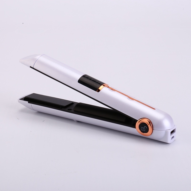 Two in One white Rechargeable curling styler